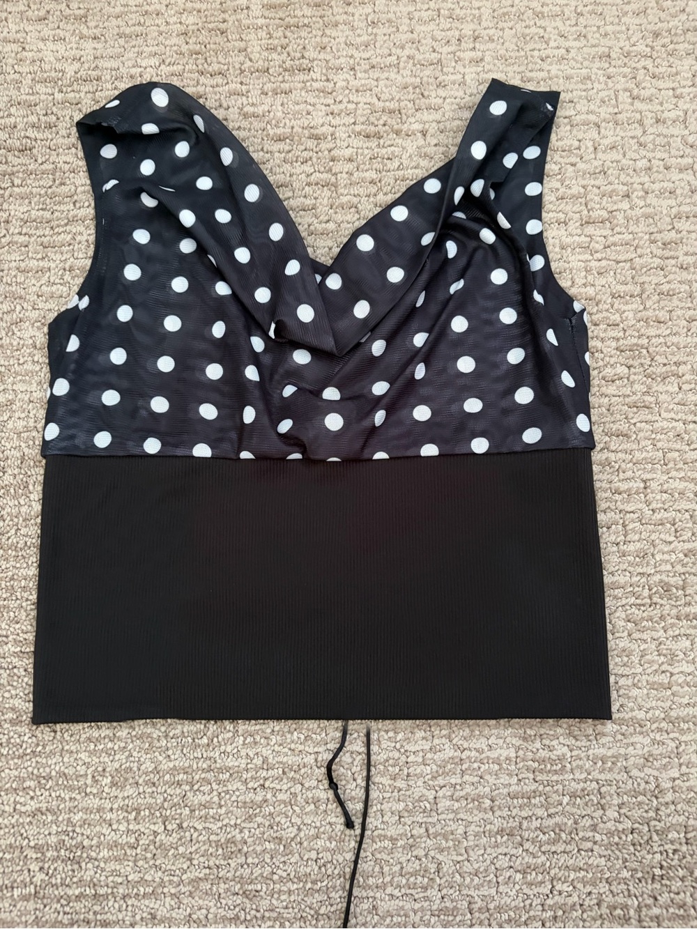 SHEIN Black and White Polka Dot Cowl Neck Tank